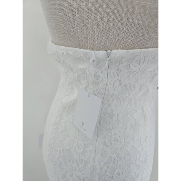 Lulus Wedding Bridal Gorgeous Love White Lace Strapless Mermaid Maxi Dress XL - Picture 7 of 9